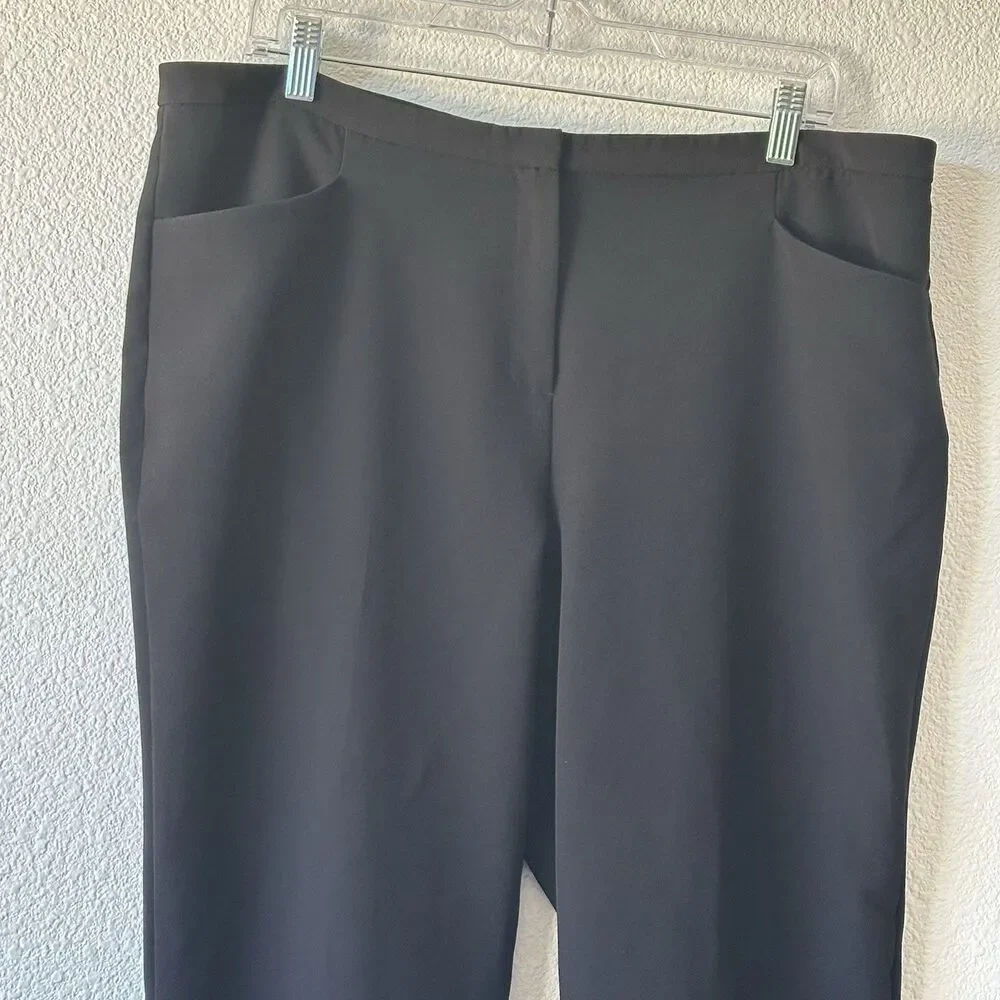 Vince Camuto Dress Slacks Black Flat Front Pants Size 14 Hemmed Front Pockets